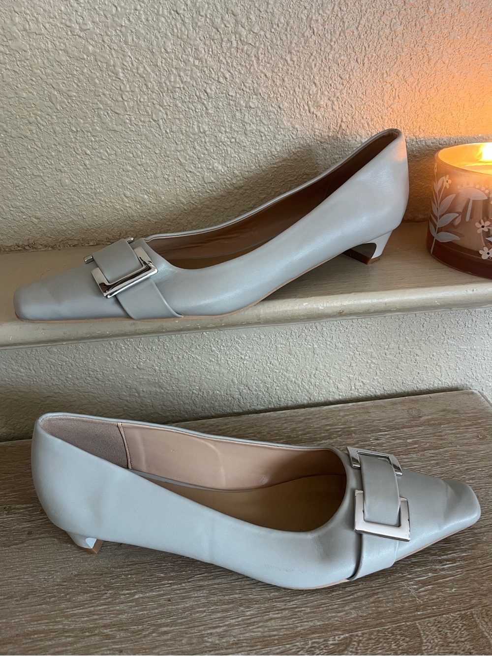C.Paravano Women's Flats Pointed Toe Square Buckle Slip On Casual Work Shoes 11